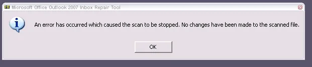 “An error has occurred which caused the scan to be stopped”
