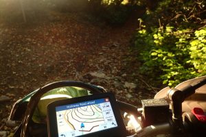 Garmin navigating down a trail called "Holloway Road"